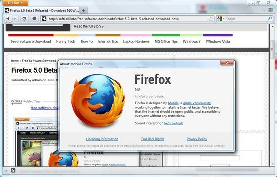 Firefoxの5.0ベータ7
