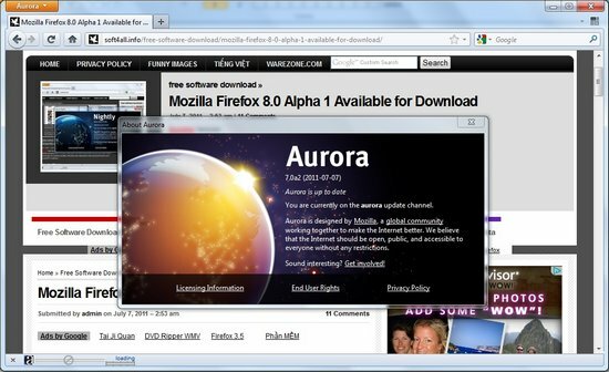 Firefox Alpha 2 Aurora