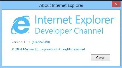 Internet Explorer Developer Channel for Windows 7 and Windows 8.1
