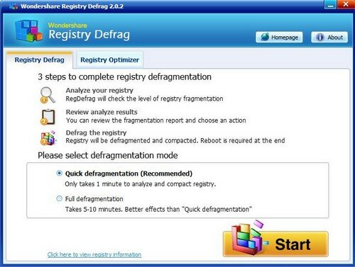 Registry Defrag Wondershare
