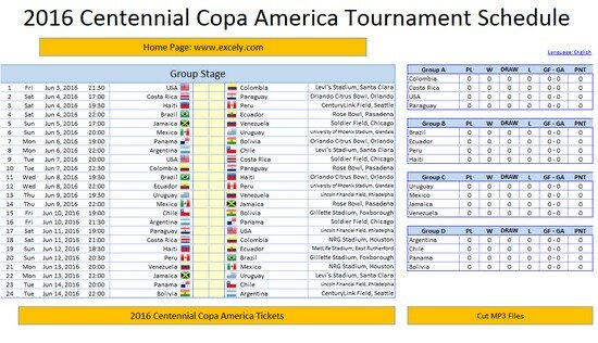 Copa America 2016 Schedule