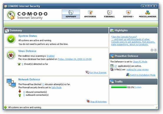 COMODO الإنترنت Sercurity