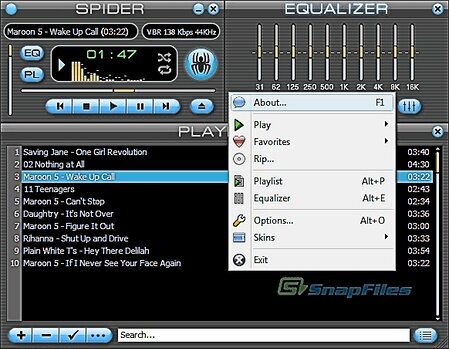 Spider Player Audio player which lets you find play and 